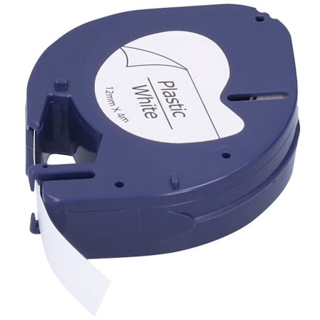 Etikettape for DYMO LETRATAG Maskin 12mm x 4m Svart på Hvit 91201