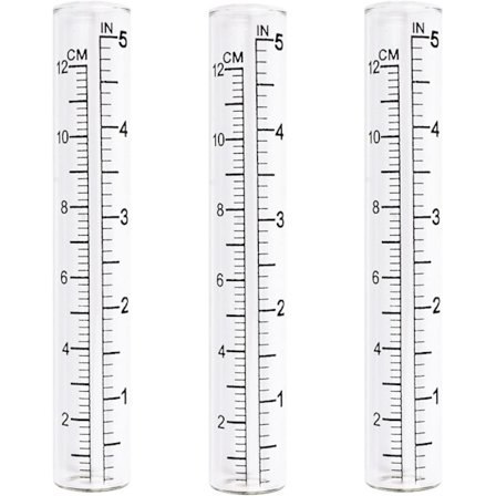 3 lasisen sademittarin sarja, sopii puutarhaan tai maatilalle, kirkas