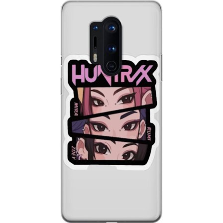 Yhteensopiva Puhelinkuori OnePlus 8 Pro K-pop-inspiroitunut futuristinen tyttöryhmä neonvaloissa ja kosminen sci-fi-kohtaus