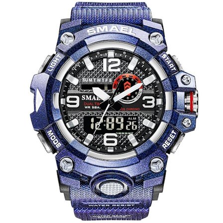 Smael Digital Herr Militär Klockor Dual Time Vattentät Lyx Topp Watch Herr Sport Led Quartz Analog Armbandsur Herr