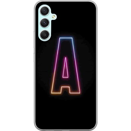 Yhteensopiva Puhelinkuori Samsung Samsung Galaxy A34 Minimalistinen neonkirjain A sateenkaarenvärisessä valossa mustaa taustaa vasten modernissa typ