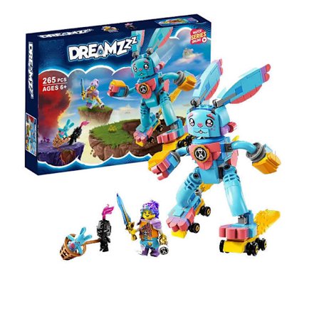 Izzie och Bunchu Kaninen, Byggfigur med Hjul, 2 Konstruktioner för Fantasifull Lek Baserad på TV-serien, Djurleksaker för Barn