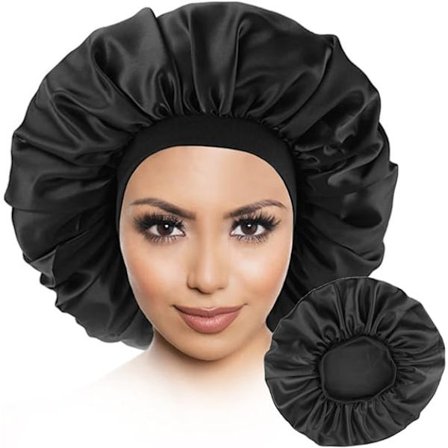 Svart sateng nattlue, silkehår - Myk elastisk tilpasningsdyktig til alle kvinner