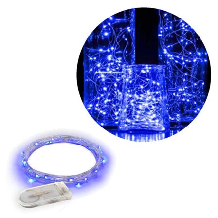 1 m mini LED lyssløyfebatteri -drevet blå