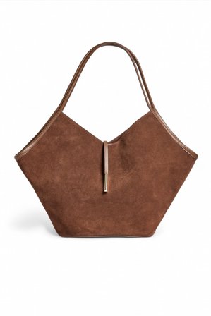 Premium Selection - Stor trekantet tøypose i semsket skinn - Vesker - Brun - One Size