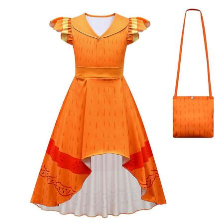 Børn piger Encanto Pepa Cosplay prinsessekjole med taske 9-10 Years