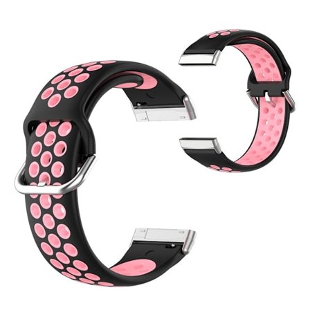 Fitbit Sense / Versa two-tone silicone watch band - Black / Pink