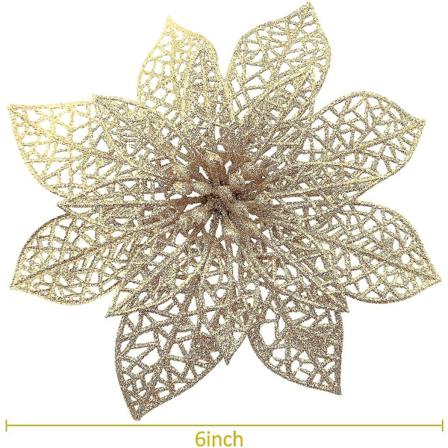Jul Blommor Dekorationer Glitter Julstjärna Xmas Tree Ornaments 36 St