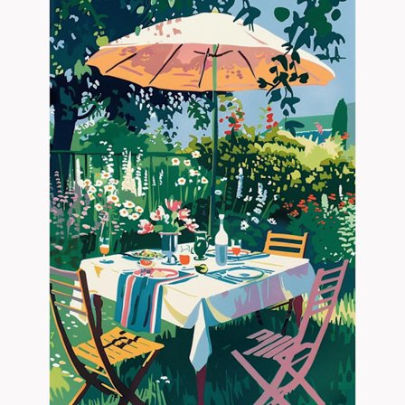 Picnic i Haven Diamantmaleri Sæt: 5D Fuld Bor, Charmerende Blomsterdesign, Vandtæt Lærred, DIY Kunst til Forårsindretning