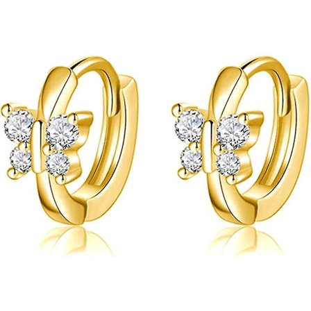 Söta fjärilsörhängen i sterling silver, 925 kristallörhängen