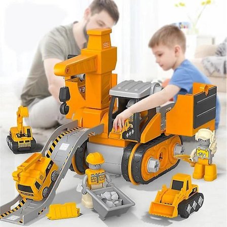 4-i-1 Demonterings- og monteringslastebil DIY-byggekjøretøysett med elektrisk drill for barn 3-8 år