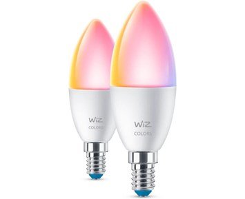 WIZ Wi-Fi RGB 40W C37 E14 - Smart Wi-Fi LED 60W E14-kronljus, 2-pack