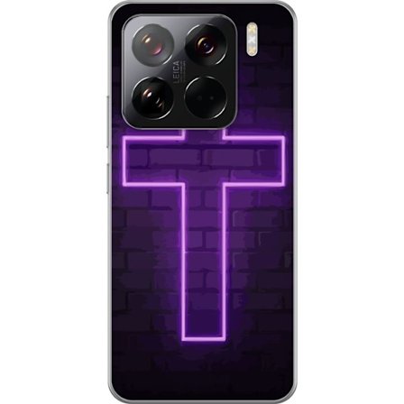 Yhteensopiva Puhelinkuori Xiaomi Xiaomi 15 Pro Neonristi purppuranvalossa tummaa tiiliseinää vasten, symbolinen motiivi vahvalla hohto moderni estee