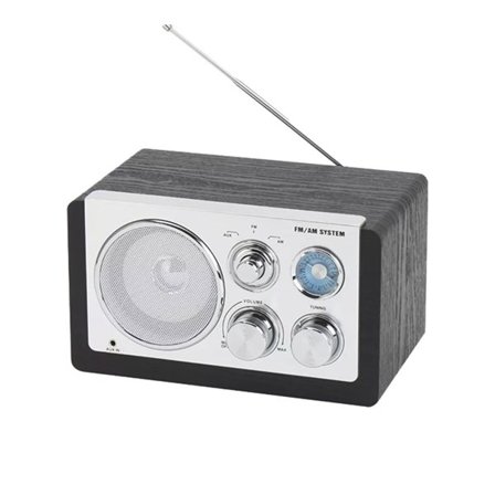 Denver FM/AM-radio, jossa on 3,5 mm:n tulo ja klassinen analoginen toiminto