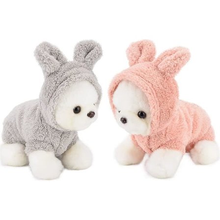 Kjæledyr Fleece Vinter Varm Genser Myk Hettejakke (rosa + grå, S) 2 stk