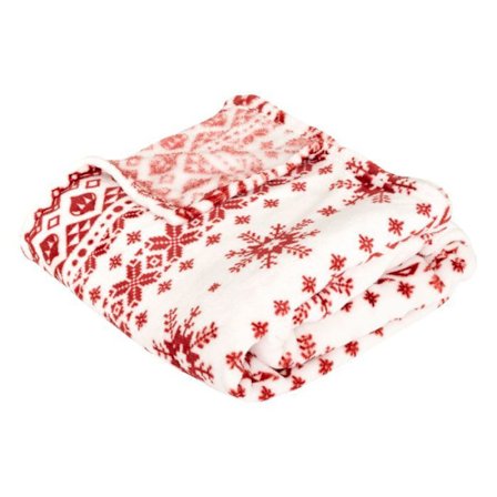 Féérie Lights & Christmas - Julpläd med skandinavisk mönster - 130 x 180 cm - Röd
