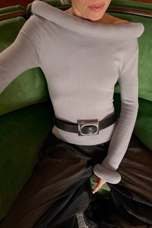 Hanna Stefansson x NA-KD Strick-Top mit Polsterdetail - Stricktops - Grau - XL (EU 46)