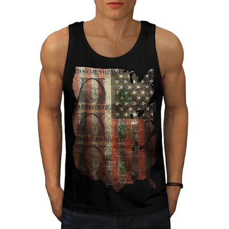 Benjamin Dollar Flag Usa Men Blacktank Top