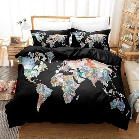 v5023 Sängkläder Sedlar Kollektion Världskarta Sängset Påslakan Örngott Lakan IU5023