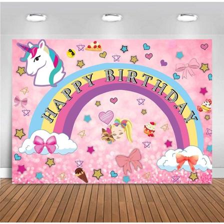 Rosa regnbue enhjørning tema fotografering bakgrunner Happy Dream Crazy Big Birthday Decor Sweet Bakgrunn Vinyl Baby Shower Tilbehør Fest Banner 5x3ft