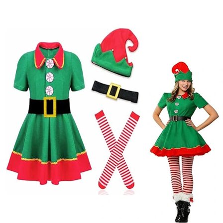 Julemandskostumer - Julemandskostumer til drenge og piger med kjole, hat og julebælte 140 cm pigemodel 140 cm-FA- 140 cm pigemodel