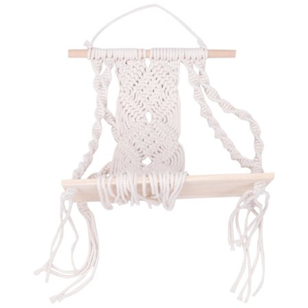 Boho Macrame Væghængt Hylde Håndlavet Vævet Kvaster Gobelin Rack Træ Flydende Opbevarings Hænger Fo