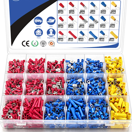 1500 stk ledningskontakter isolerte elektriske ledningsterminaler ledning