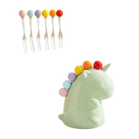 Dessertgafler i rustfrit stål med opbevaringskrukke - Fødevaresikkert bestik, til hjemmet, fest