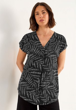 Cellbes of Sweden - Kortermet jerseytunika i svart / mønstret for damer i størrelse 46/48