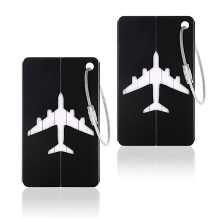 Bagagemærke, 2 stk. bagagemærker i aluminium med rustfri ståltråde, til kufferter og tasker