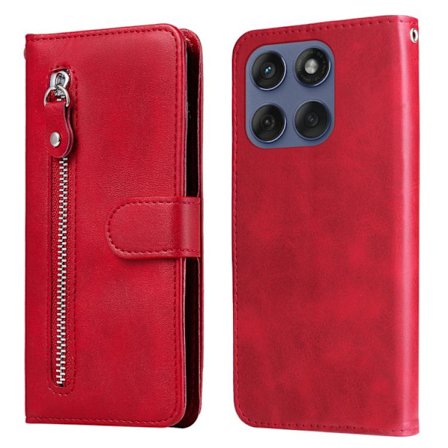 Motorola Edge 60 Fusion / Edge 5G 2025 Fodral i Mode Kalvskinn med Dragkedja