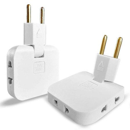 3x Flat Skjøteledning Bak Skap med 3 Uttak | Flat Kontakt med 180° Svingbar Tilkobling | Veggskjøteledning med EU-US Adapter | Multippel Kontakt 1