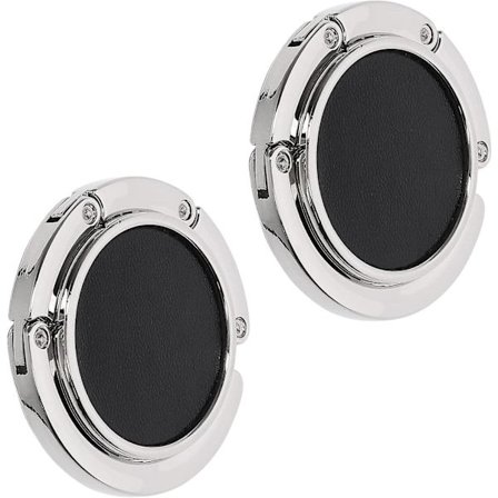 Håndveske krok - Sink og Kunstlær Foldbar krok - Veskeholder for kontorbord - Håndveske Hengende små gjenstander - Svart-Sølv 2stk