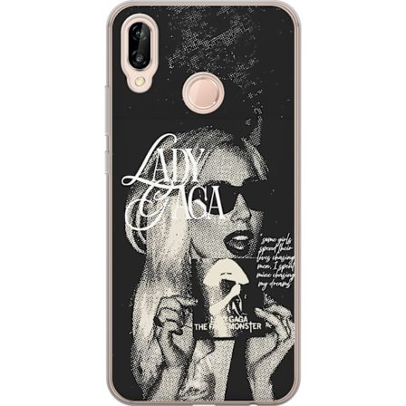Kompatibel Mobilcover til Huawei P20 lite Lady Gaga sort-hvid retroplakat med solbriller og popkunst-æstetik