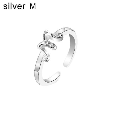 Mode Kvinnor Enkel A Till Z Engelska Alfabetet Bokstav Rhinestone Öppen Ring Smycken
