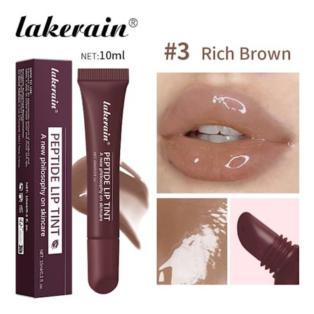 RHODE Peptide Lip Balm, Fuktgivende Farget Gel Lipgloss, Tube Speilfinish Lipgloss, #3 Rich Brown, 10ml