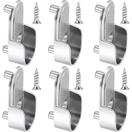 6 Ovala Garderobsstång Ändfästen Nickelsilver Garderobsstångsstöd 15mm Garderobsfläns Skena Fästen Och 6 Stycken Clo SZRH A-F [DB]