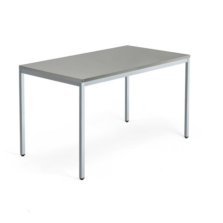 Desk QBUS, 1400x800 mm, 4-leg frame, silver frame, light grey