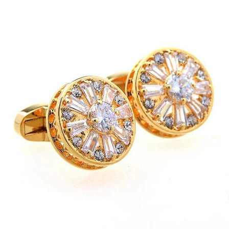 Kjole tilbehør Herre fransk skjorte mansjettknapper Zirkon krystall mansjettknapper Gull mansjettknapper