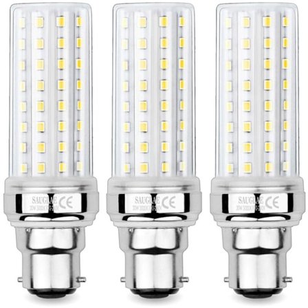 20W LED majskolbe pærer, svarende til 150W glødepære, 2300LM, 3000K varm hvid, B22 bajonetfatningspærer, 3 stk.