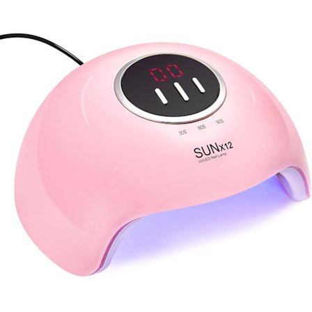 UV LED Nagellampa 54W Nageltorkare Gel Polish Lampa 3 Timerinställningar Professionell Snabbtorkande Härdningslampa med Display Auto Sensor, Rosa