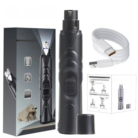 Elektrisk kæledyrs negleklipper - Sikker og støjsvag pote pleje, genopladelig, justerbar hastighed