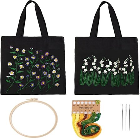 Canvasveske Broderi Tornebroderi DIY Materialpakke