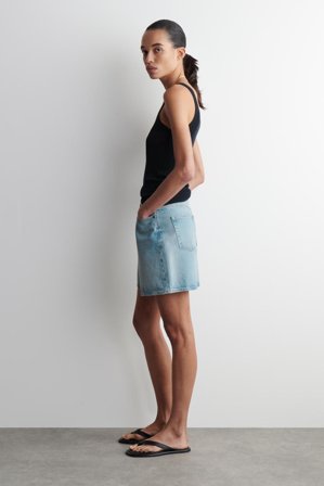 COS Women's High-Rise Denim Shorts in Blue