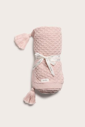 Newbie | Mönsterstickad filt baby Rosa ONE SIZE | Rosa