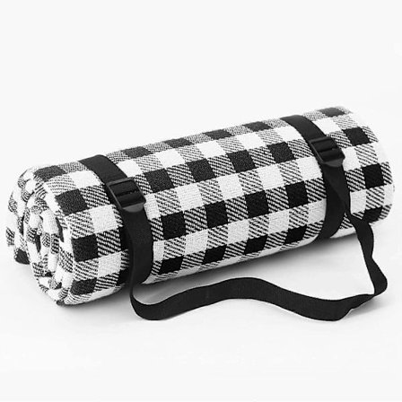 Piknik-viltti, piknik-matto, rantaviltti, retkeilyviltti 200 x 200 cm, vedenpitävä hiekankestävä ulkoilumatto (musta-valkoinen)