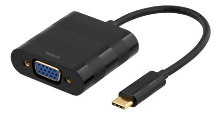 Deltaco USBC-1098 - Ekstern videoadapter - USB-C - VGA - svart