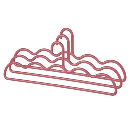 3 stk. tøj bøjler med hak, skridsikker, ingen mærker, husholdning fortykkede tøj bøjler til sengelinned, rød