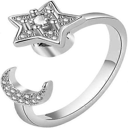 Anti-angst ringe til kvinder, justerbar åbning, fidget spinner ringe, cubic zirconia blomster ringe, spinner ring sæt