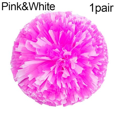 1 par Cheerleader Pompoms Cheerleading Heiaroppe Ball ROSA&HVIT